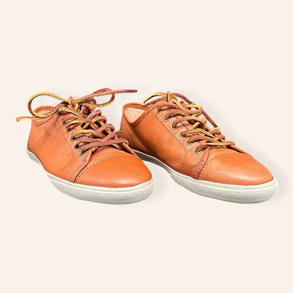 FRYE Brown Leather Low-Top Sneakers with Rawhide Laces – Size 8.5 - Picture 2 of 7